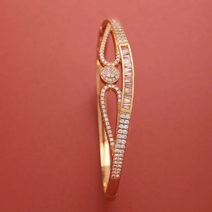 Ig Style Glam Xuping Solid Color Copper Plating Inlay Zircon 18k Gold Plated Bangle