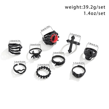 IG Style Gothic Cool Style Cross Heart Shape Skull Alloy Halloween Easter Unisex Open Rings Rings