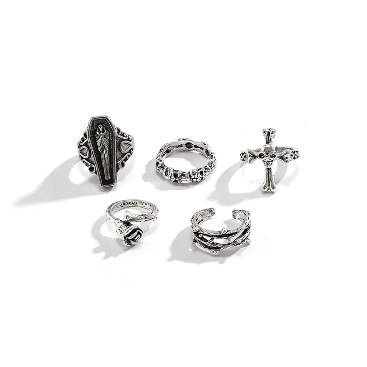 IG Style Gothic Cool Style Cross Heart Shape Skull Alloy Halloween Easter Unisex Open Rings Rings