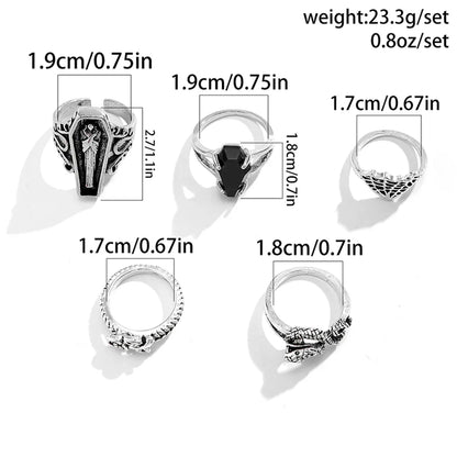 IG Style Gothic Cool Style Cross Heart Shape Skull Alloy Halloween Easter Unisex Open Rings Rings