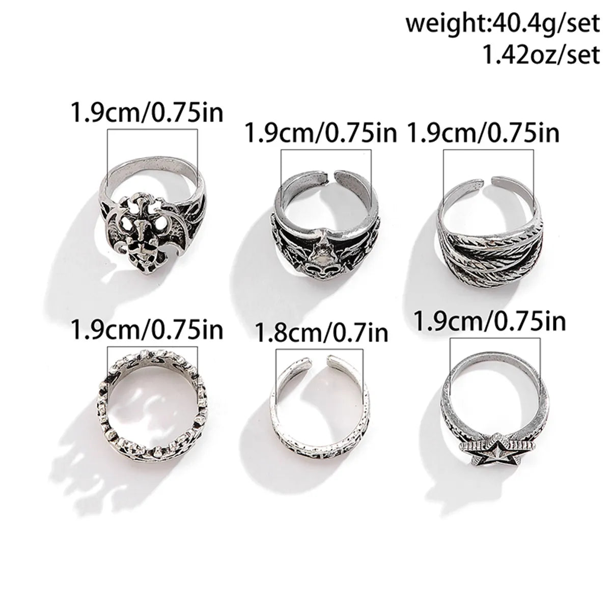 IG Style Gothic Cool Style Cross Heart Shape Skull Alloy Halloween Easter Unisex Open Rings Rings