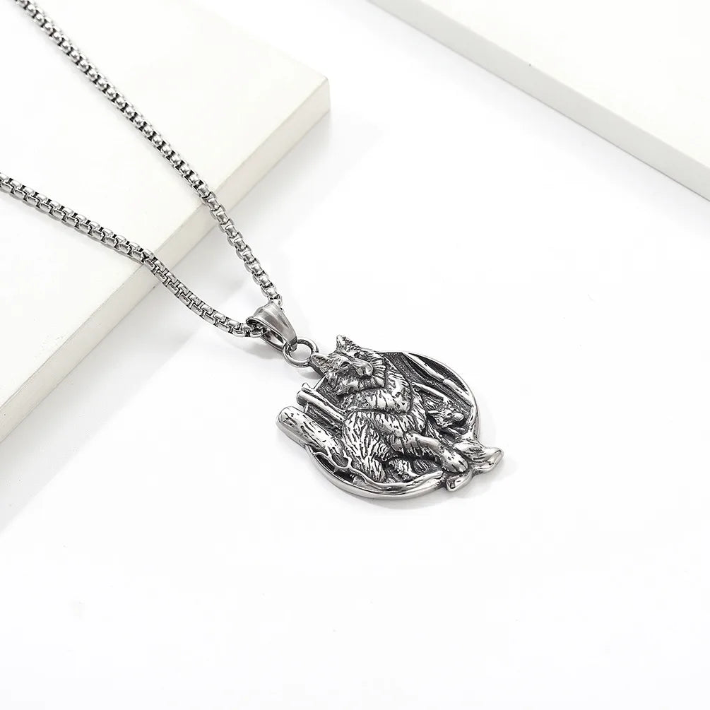 IG Style Gothic Cool Style Wolf 304 Stainless Steel Unisex Pendant Necklace