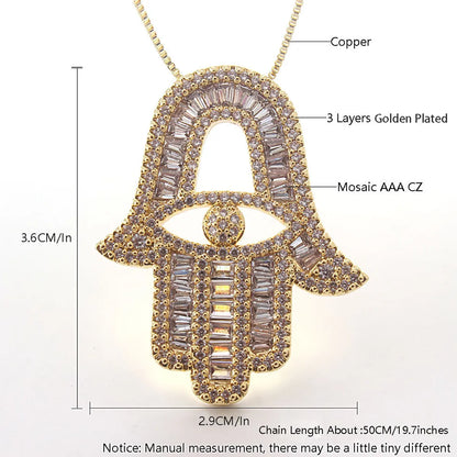 Ig Style  Copper Gold Plated Zircon Pendant Necklace In Bulk