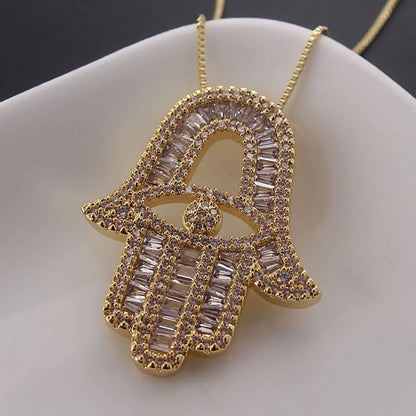 Ig Style  Copper Gold Plated Zircon Pendant Necklace In Bulk