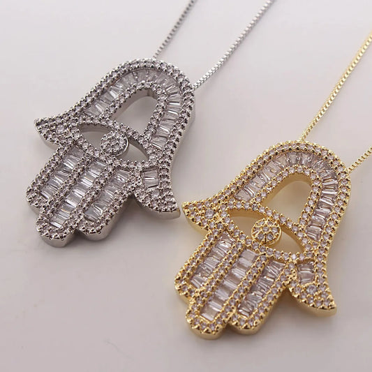 Ig Style  Copper Gold Plated Zircon Pendant Necklace In Bulk