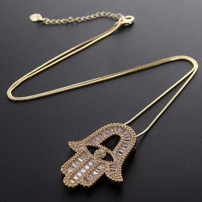 Ig Style  Copper Gold Plated Zircon Pendant Necklace In Bulk