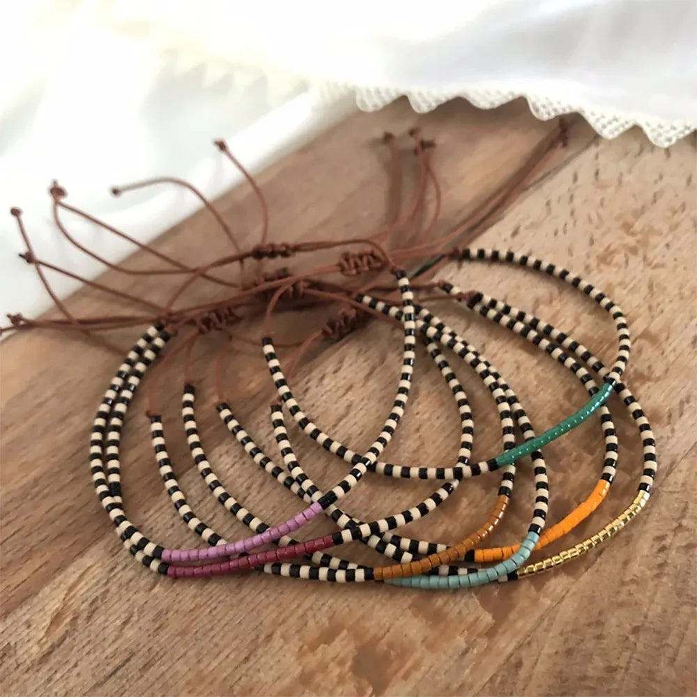 IG Style Handmade Bohemian Checkered Glass Copper Wholesale Bracelets