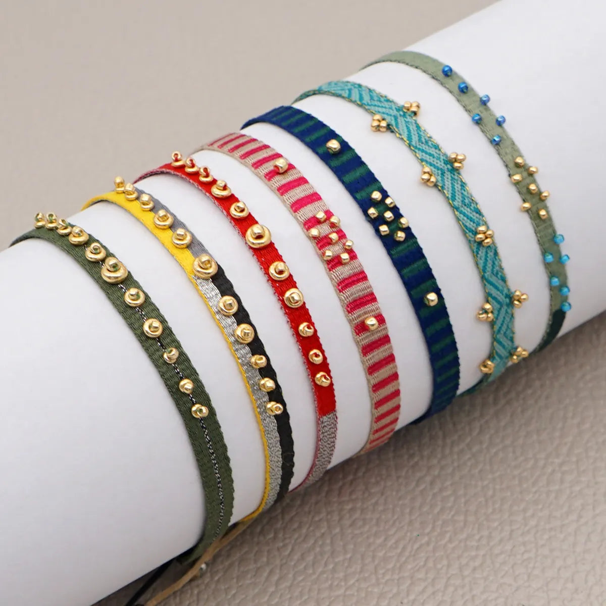 Ig Style Handmade Bohemian Geometric Glass Fabric Knitting Unisex Bracelets