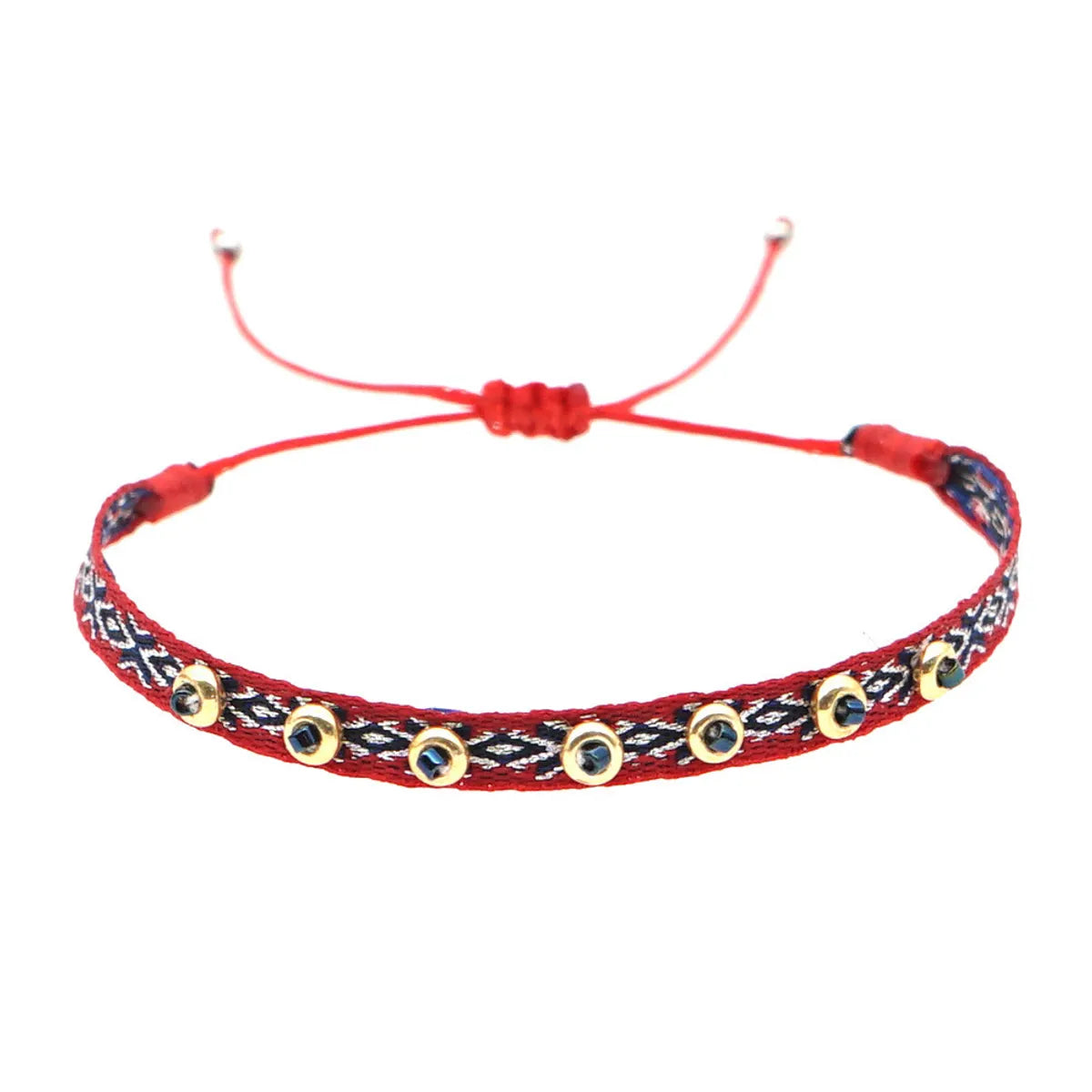 Ig Style Handmade Bohemian Geometric Glass Fabric Knitting Unisex Bracelets