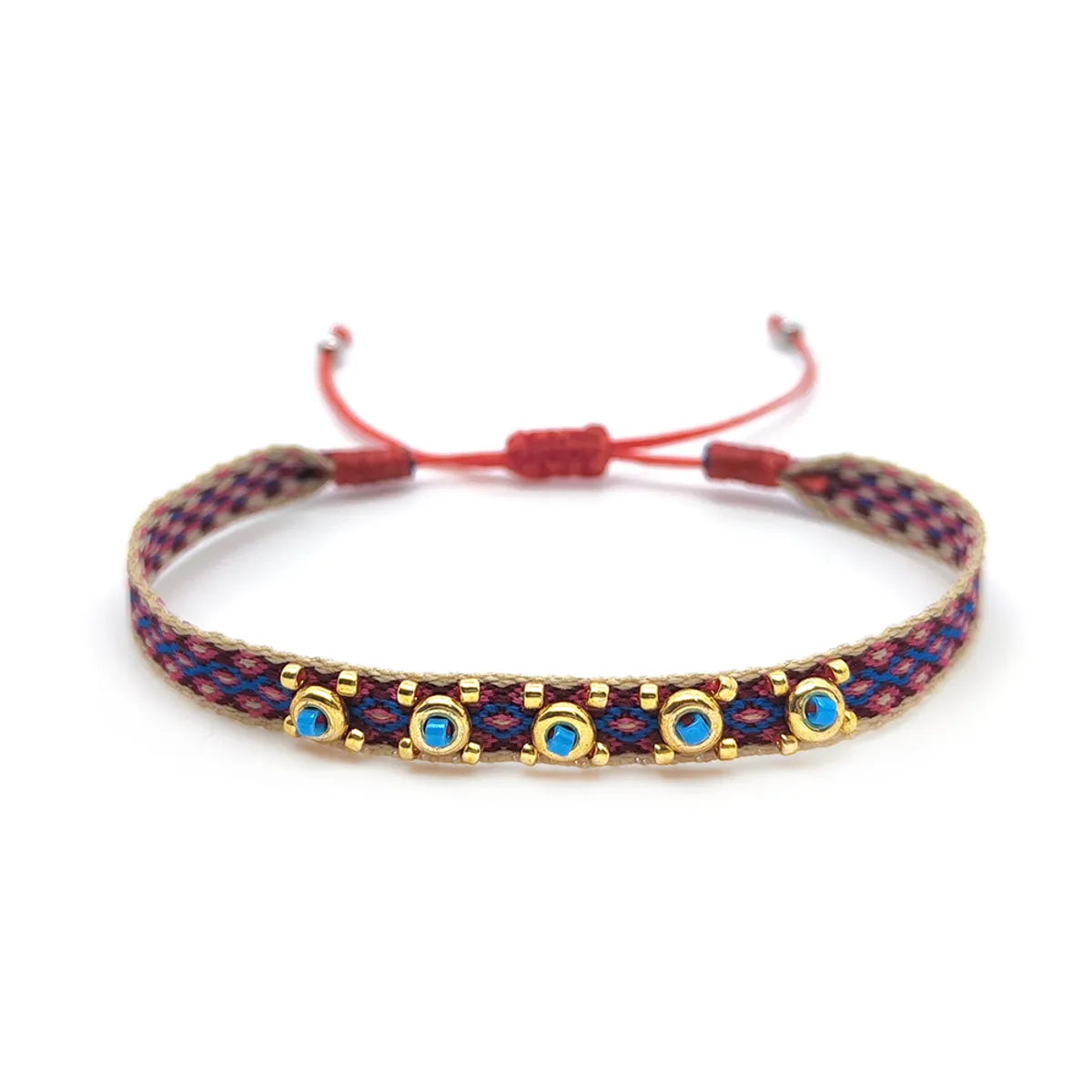 Ig Style Handmade Bohemian Geometric Glass Fabric Knitting Unisex Bracelets