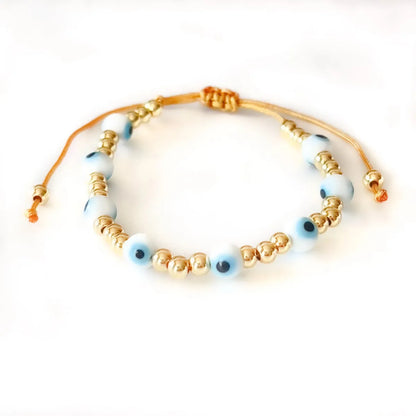 Ig Style Handmade Ethnic Style Devil's Eye Glass Copper Beaded Plating 18k Gold Plated Bracelets