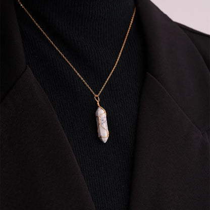 Ig Style Handmade Simple Style Geometric Stainless Steel Natural Stone Pendant Necklace