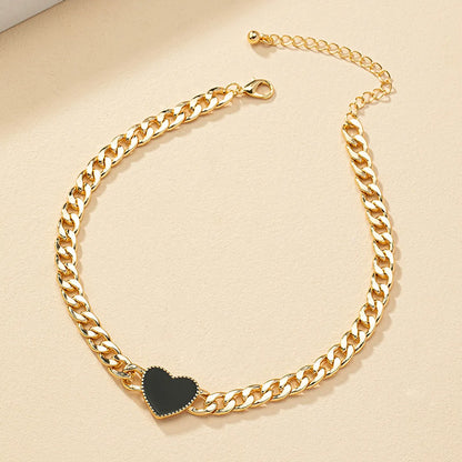 Ig Style Heart Shape Alloy Enamel Plating 14k Gold Plated Women's Choker