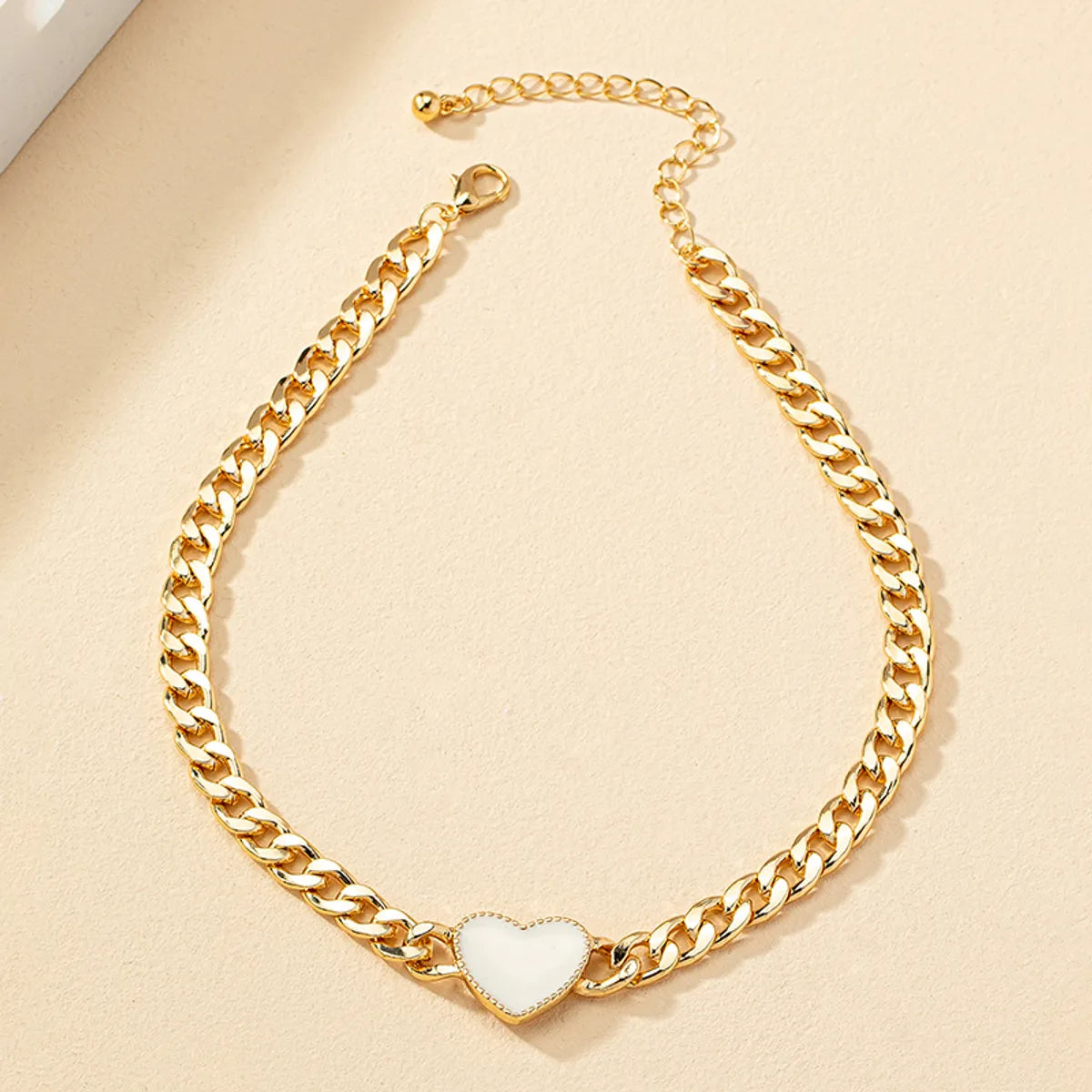 Ig Style Heart Shape Alloy Enamel Plating 14k Gold Plated Women's Choker