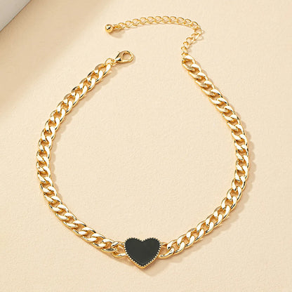 Ig Style Heart Shape Alloy Enamel Plating 14k Gold Plated Women's Choker