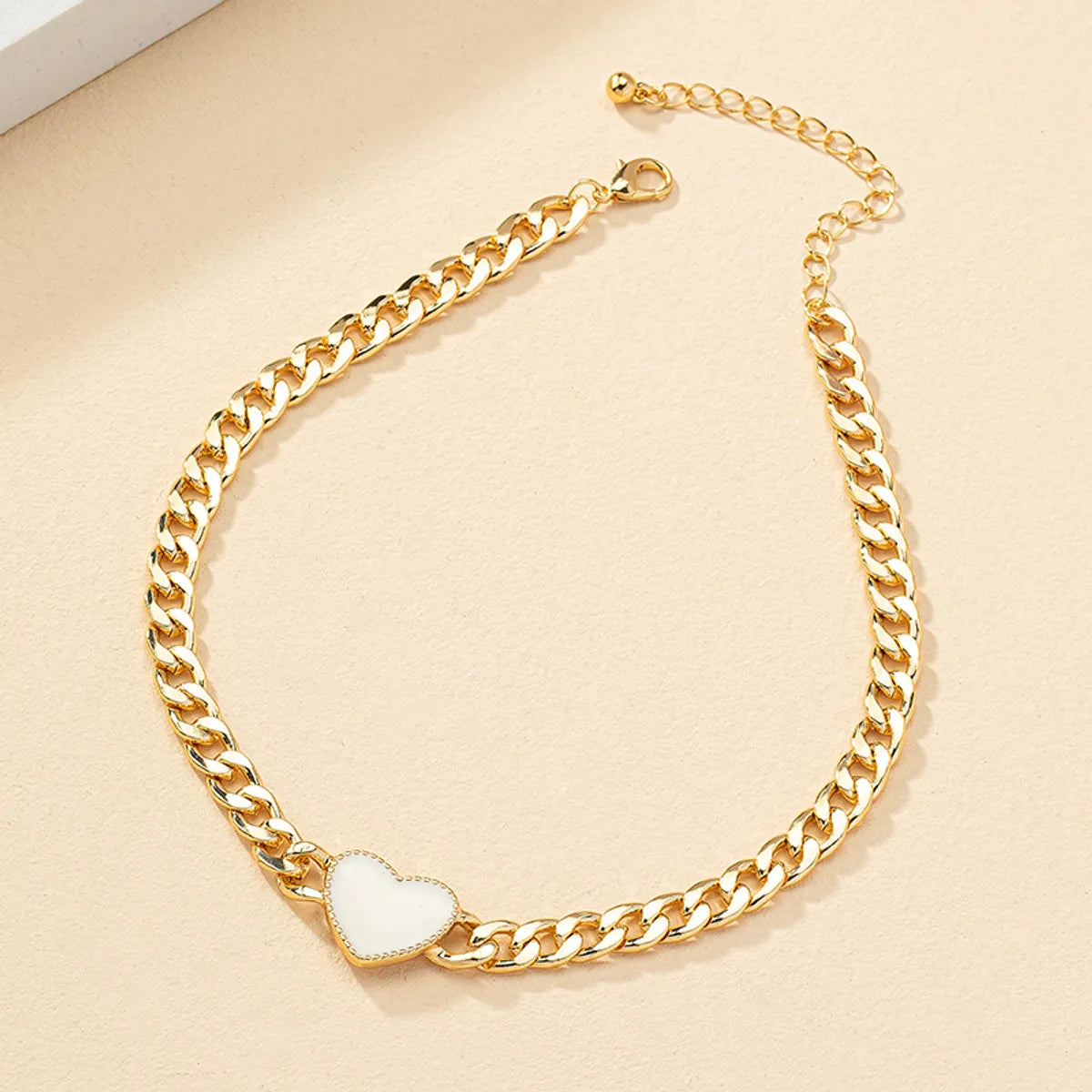 Ig Style Heart Shape Alloy Enamel Plating 14k Gold Plated Women's Choker