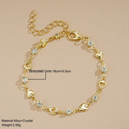 IG Style Heart Shape Alloy Inlay Zircon Women's Bracelets