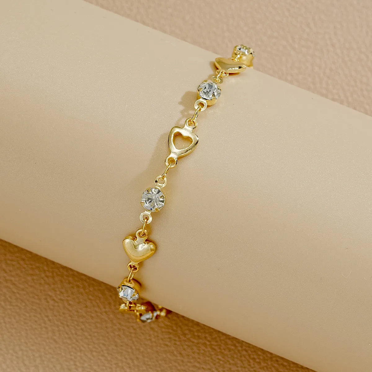 IG Style Heart Shape Alloy Inlay Zircon Women's Bracelets