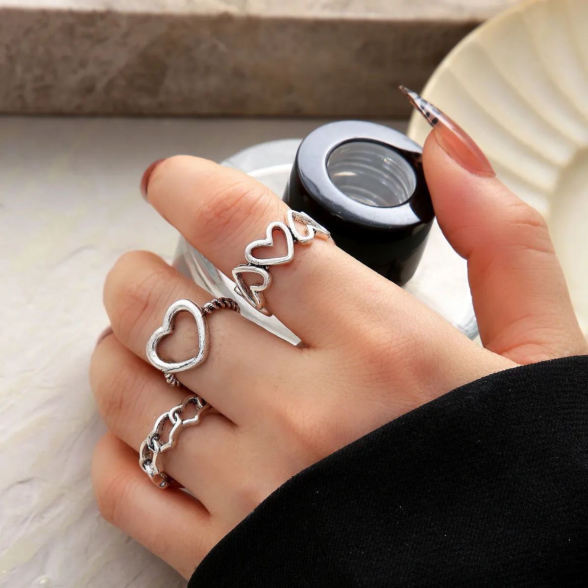 Ig Style Heart Shape Alloy Plating Women'S Rings