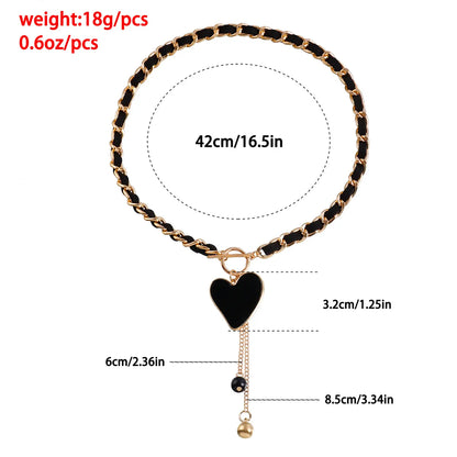 Ig Style Heart Shape Alloy Woven Belt Women'S Pendant Necklace