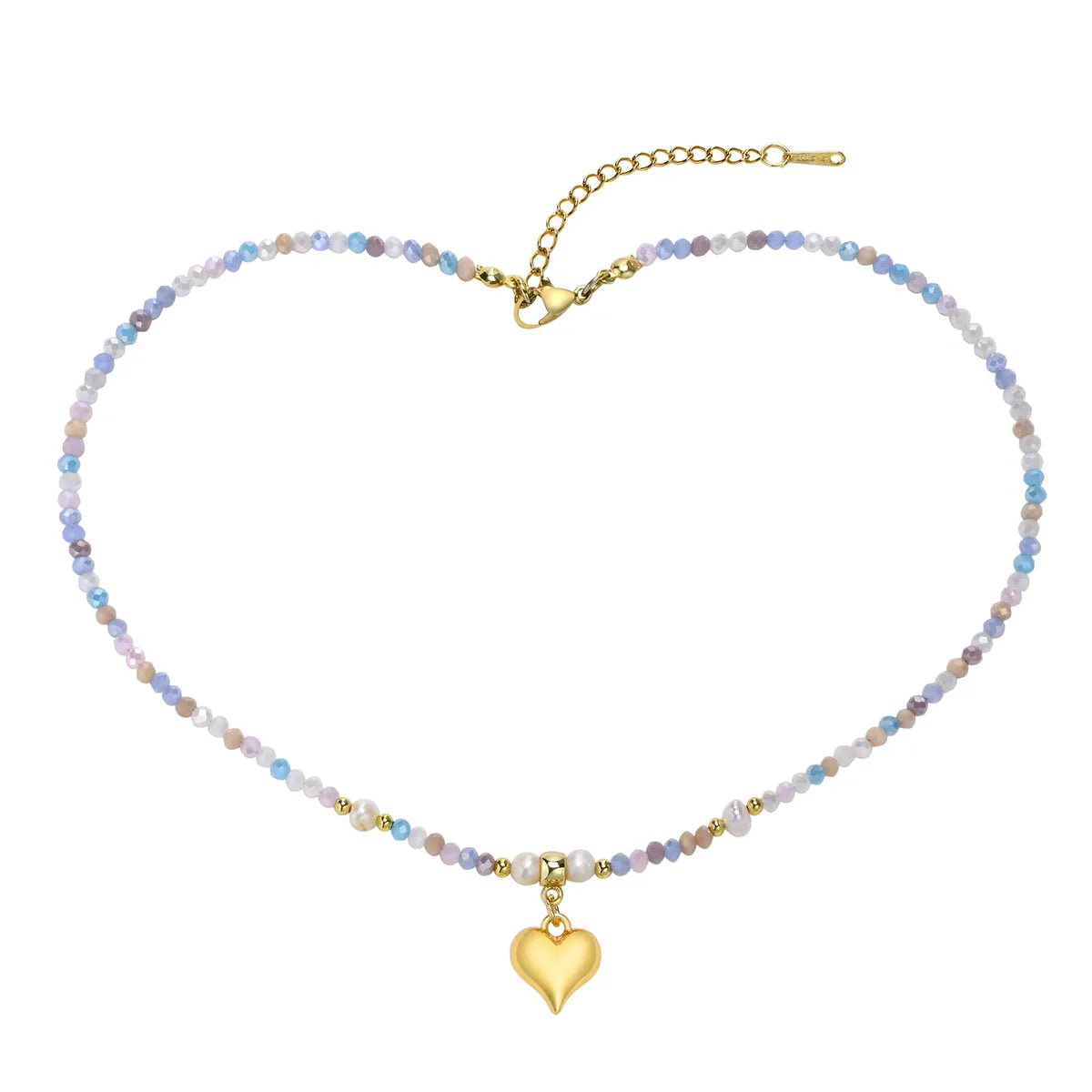 IG Style Heart Shape Artificial Crystal Alloy Beaded Plating Women's Pendant Necklace