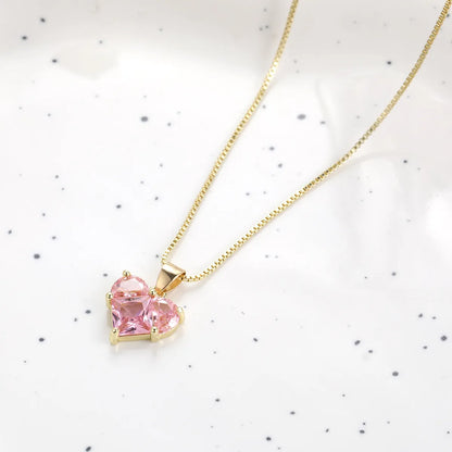 Ig Style Heart Shape Artificial Crystal Alloy Women'S Pendant Necklace