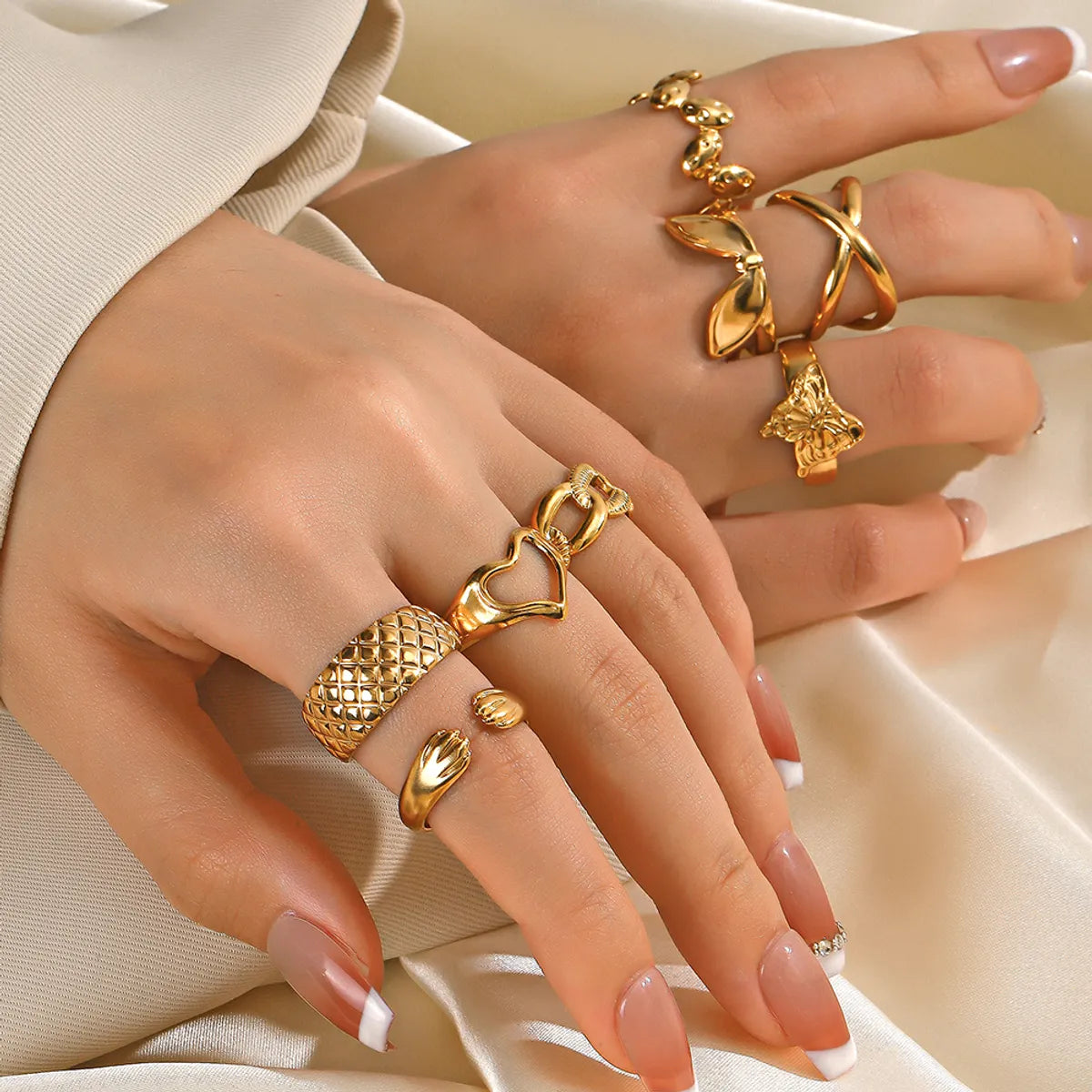 Ig Style Heart Shape Butterfly Stainless Steel Plating 18k Gold Plated Open Rings