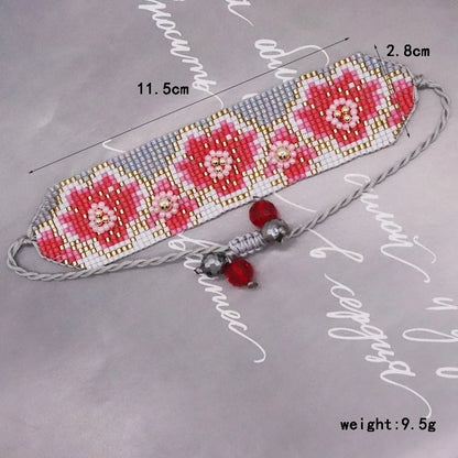 IG Style Heart Shape Flower Glass Knitting Women's Bracelets