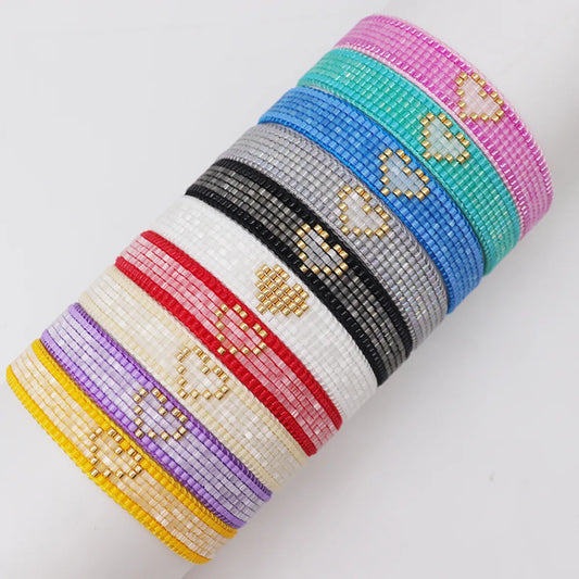 IG Style Heart Shape Glass Knitting Couple Bracelets