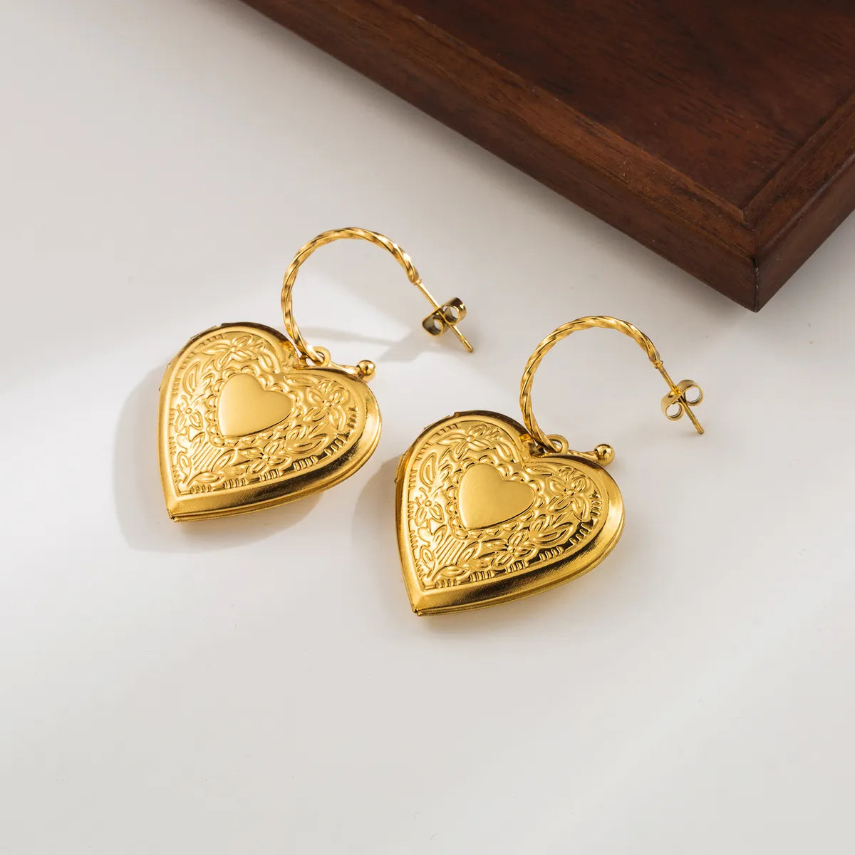 Ig Style Heart Shape Stainless Steel Plating Inlay Zircon 18k Gold Plated Earrings Necklace