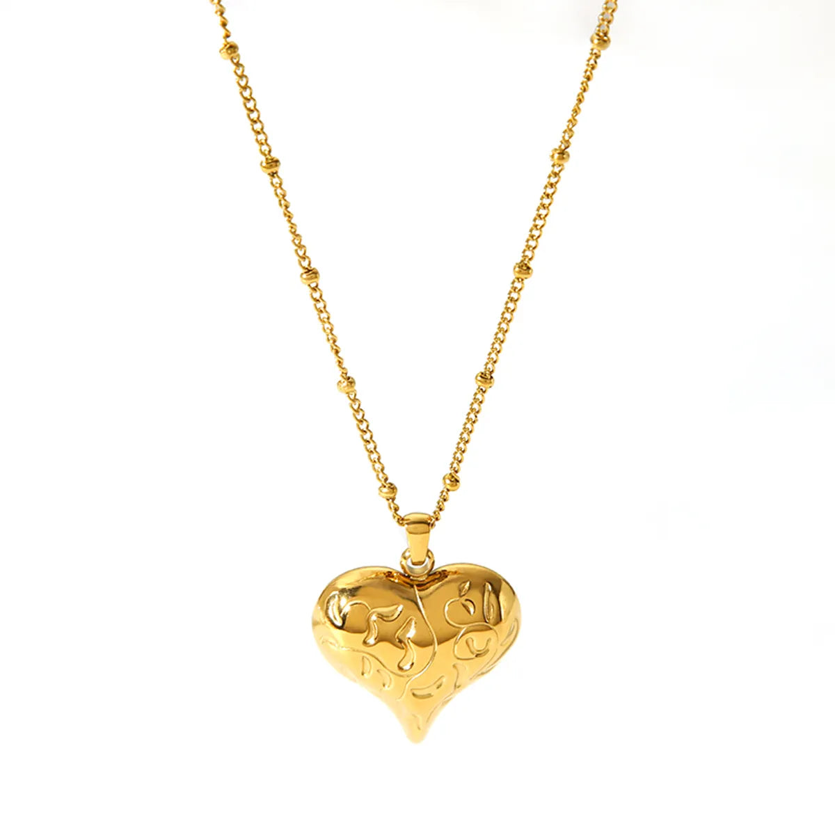 Ig Style Heart Shape Stainless Steel Polishing Plating 18k Gold Plated Pendant Necklace