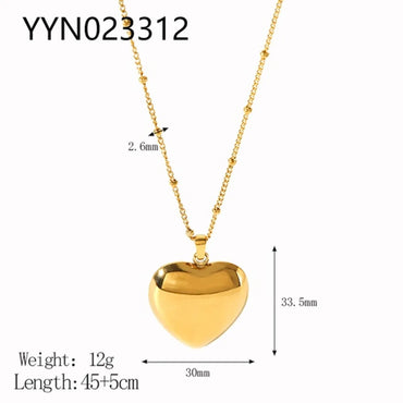 Ig Style Heart Shape Stainless Steel Polishing Plating 18k Gold Plated Pendant Necklace