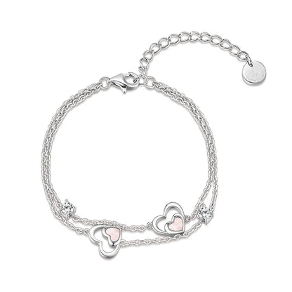 Ig Style Heart Shape Sterling Silver Inlay Zircon Bracelets