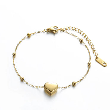 Wholesale Ig Style Heart Shape Titanium Steel Bracelets Anklet Necklace