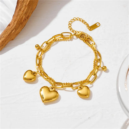 IG Style Heart Shape Titanium Steel 18K Gold Plated Titanium Steel Bracelets In Bulk