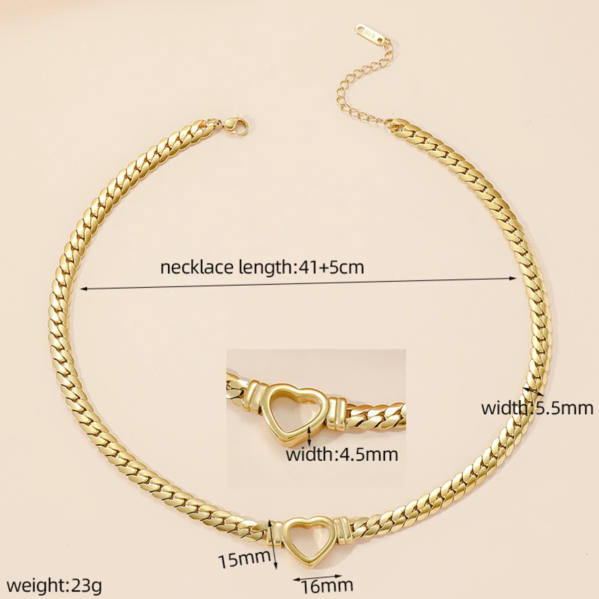 Ig Style Heart Shape Titanium Steel Plating Necklace