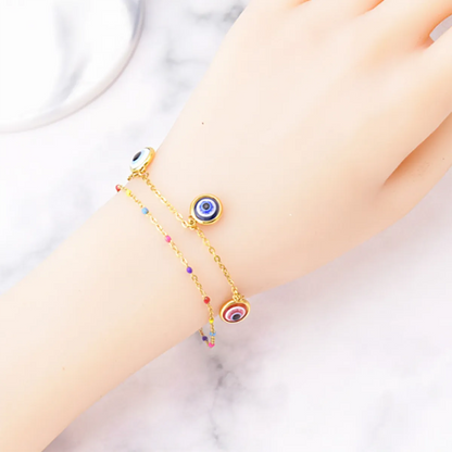 Ig Style Hip-hop Eye Titanium Steel Enamel Plating 18k Gold Plated Bracelets