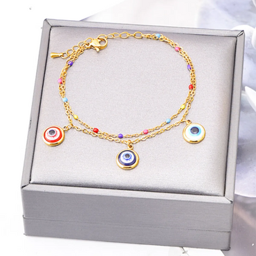 Ig Style Hip-hop Eye Titanium Steel Enamel Plating 18k Gold Plated Bracelets