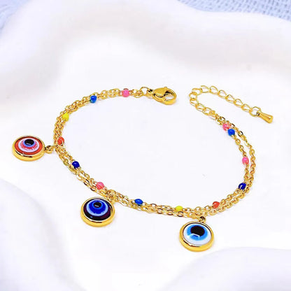 Ig Style Hip-hop Eye Titanium Steel Enamel Plating 18k Gold Plated Bracelets