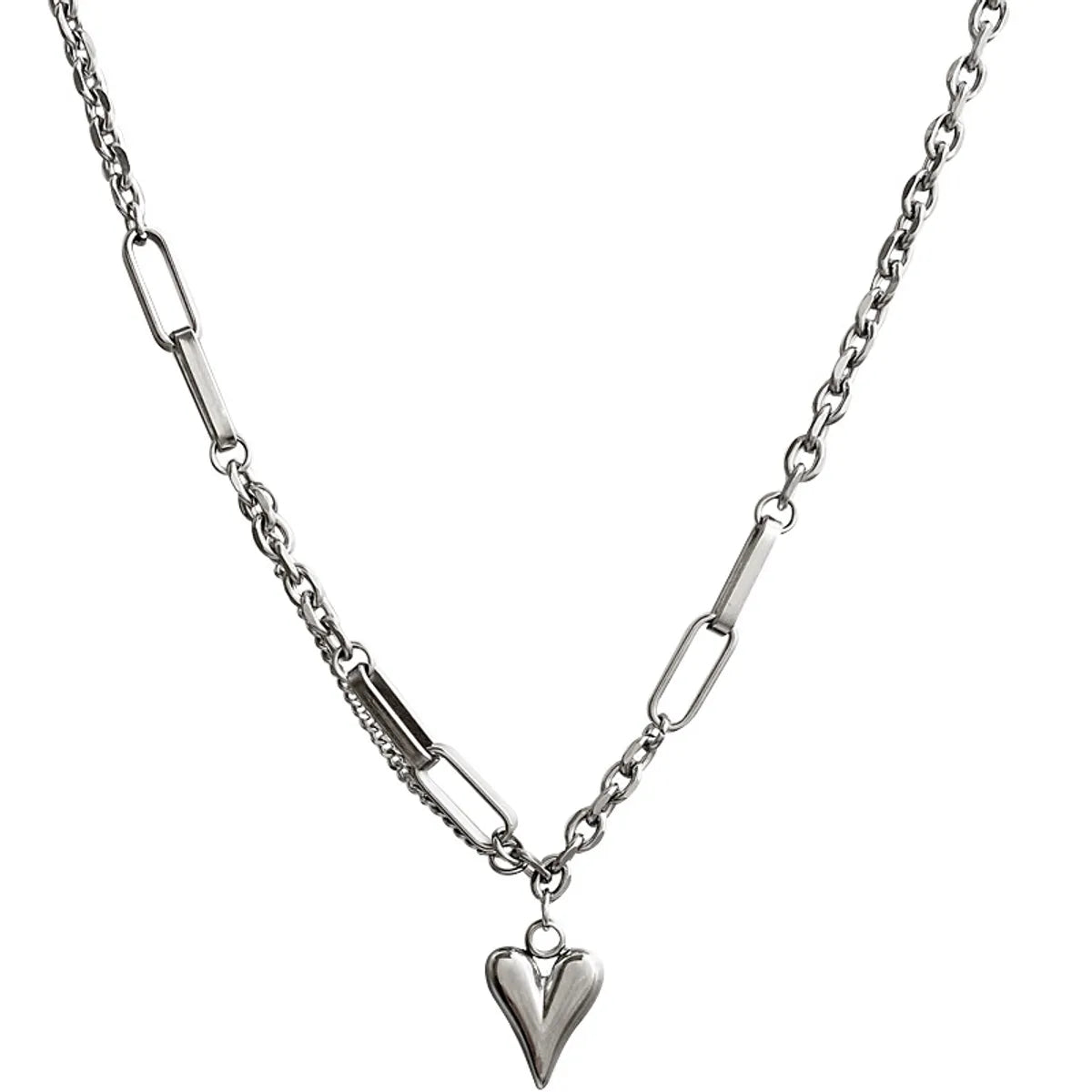 Ig Style Hip-hop Heart Shape Titanium Steel Pendant Necklace