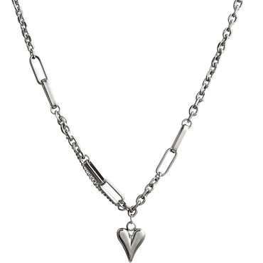 Ig Style Hip-hop Heart Shape Titanium Steel Pendant Necklace