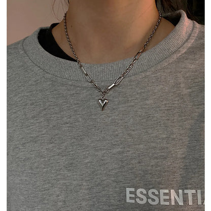 Ig Style Hip-hop Heart Shape Titanium Steel Pendant Necklace