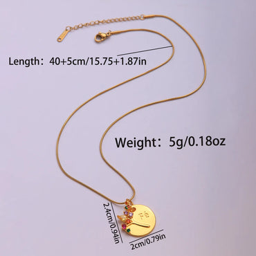 Wholesale Jewelry IG Style Hip-Hop Shiny Heart Shape 304 Stainless Steel Copper Zircon Plating Inlay Pendant Necklace