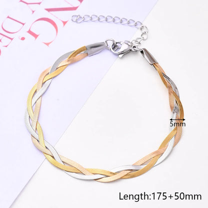 IG Style Hip-Hop Streetwear Blade Multicolor Snake Bones Chain 304 Stainless Steel 18K Gold Plated Rose Gold Plated Bracelets In Bulk