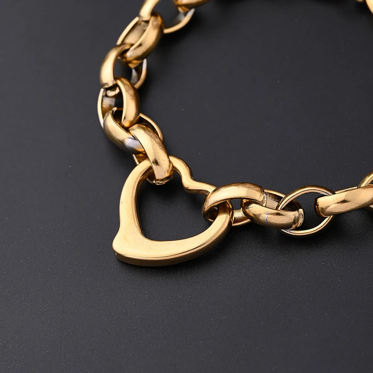 IG Style Hip-Hop Streetwear Oval Heart Shape 304 Stainless Steel 18K Gold Plated Bracelets In Bulk