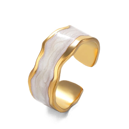 Ig Style Irregular Stainless Steel Enamel Plating 18k Gold Plated Open Rings