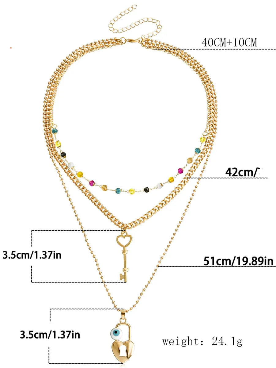 Ig Style Key Lock Alloy Plating Women's Layered Necklaces