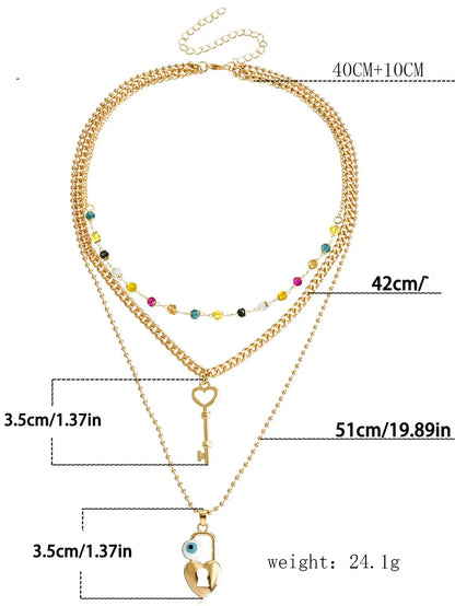 Ig Style Key Lock Alloy Plating Women's Layered Necklaces