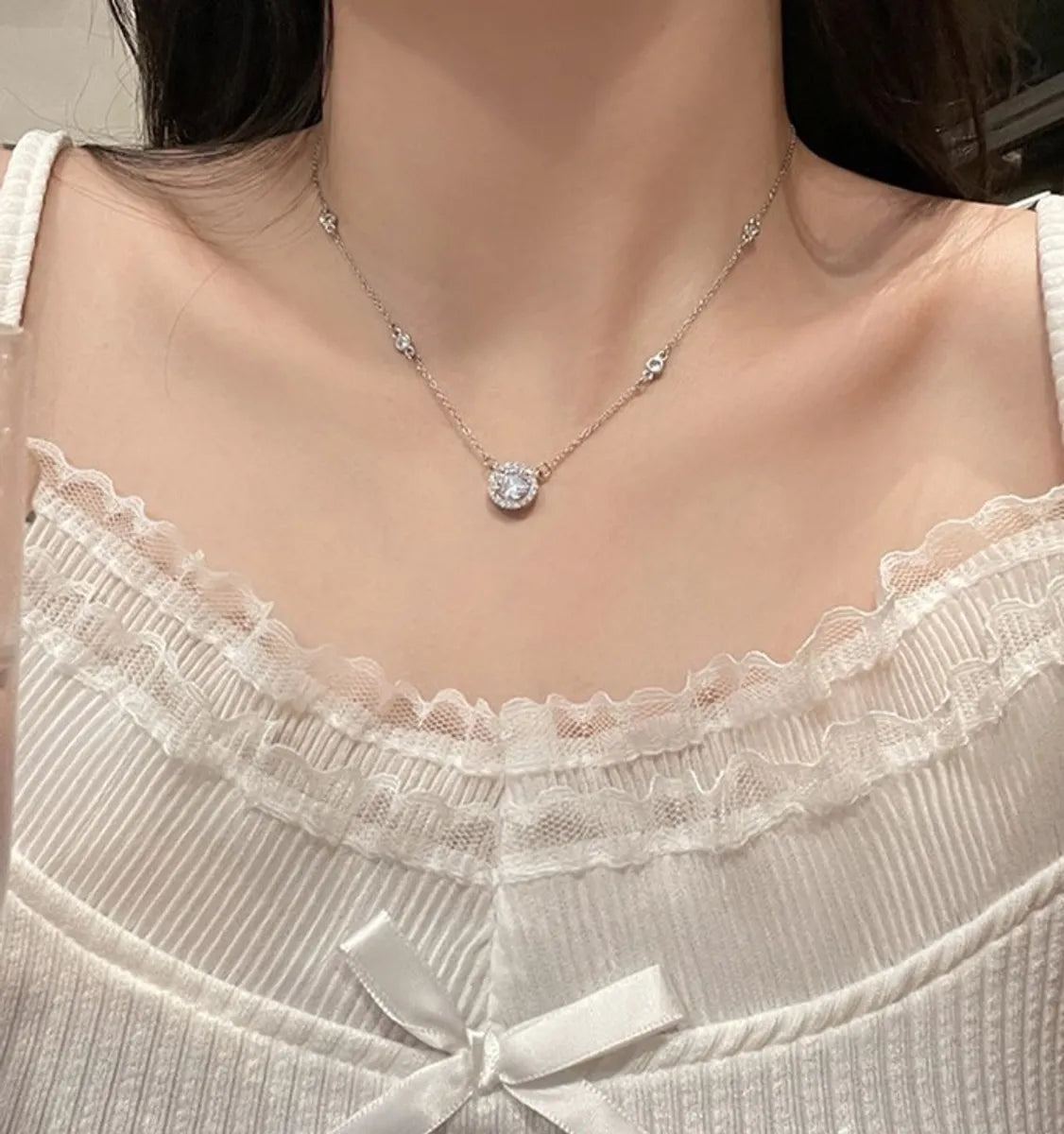 Ig Style Korean Style Geometric Copper Inlay Zircon Necklace