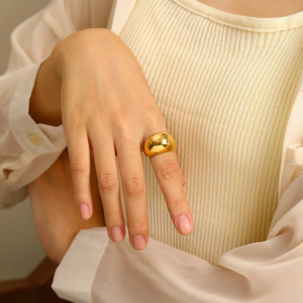 Ig Style Korean Style Geometric Round Stainless Steel Polishing 18k Gold Plated Rings